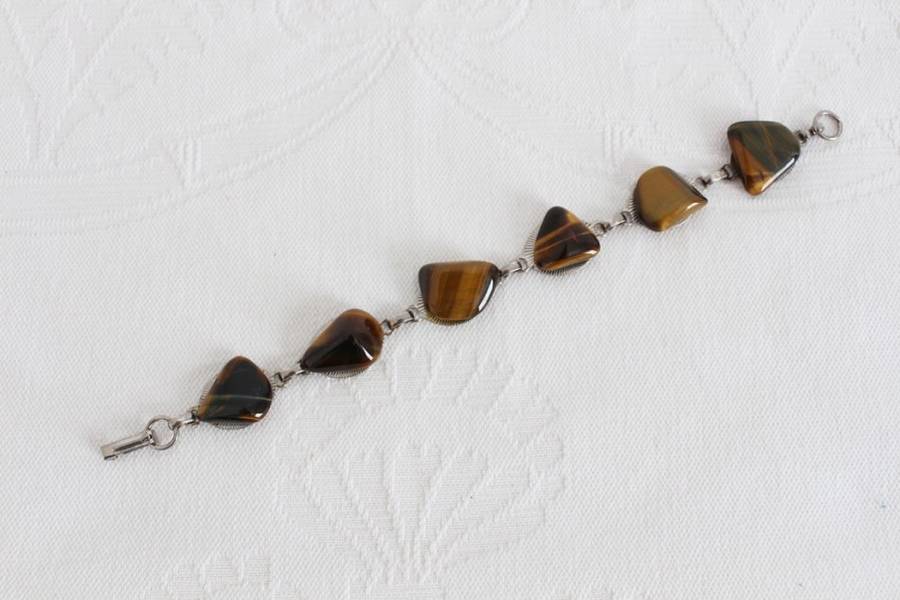 GENUINE TIGERS EYE VINTAGE BROWN STONE BRACELET BANGLE