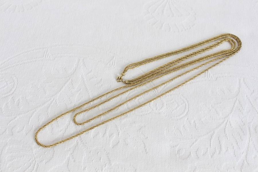ROLLED GOLD VINTAGE TWO STRAND LONG CHAIN NECKLACE