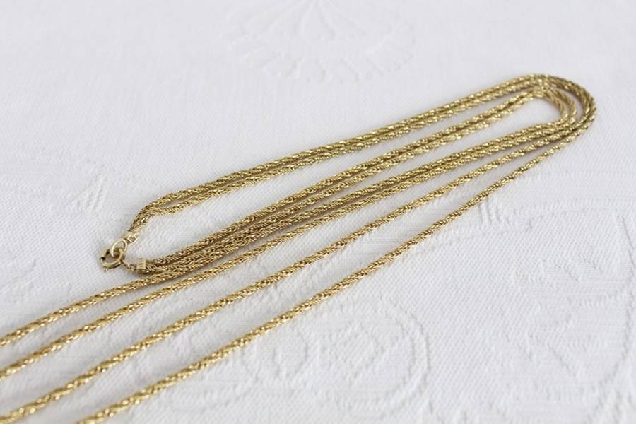 ROLLED GOLD VINTAGE TWO STRAND LONG CHAIN NECKLACE
