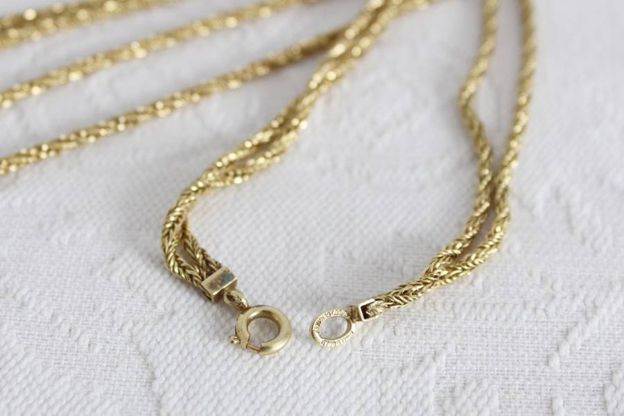 ROLLED GOLD VINTAGE TWO STRAND LONG CHAIN NECKLACE