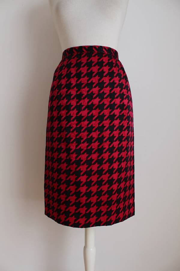 *FLASH SALE - 50% OFF!* VINTAGE HAND TAILORED SILK HOUNDSTOOTH CHECK TWO PIECE SUIT - SIZE 12