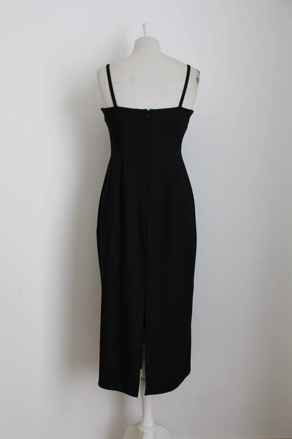 VINTAGE BEADED NECKLINE BLACK COCKTAIL EVENING DRESS - SIZE 10