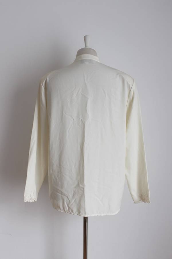 VINTAGE EMBROIDERED CREAM LONG SLEEVE BLOUSE SHIRT TOP - SIZE 14