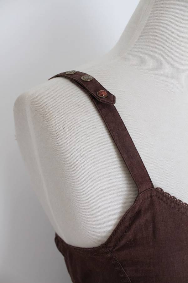 *ESPRIT* DESIGNER LINEN COTTON BROWN DAY DRESS - SIZE 14