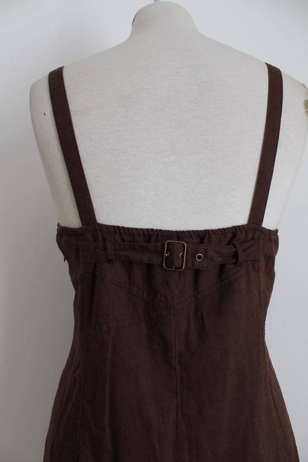 *ESPRIT* DESIGNER LINEN COTTON BROWN DAY DRESS - SIZE 14