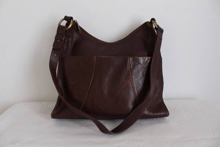 GENUINE LEATHER BROWN TOTE HANDBAG BAG