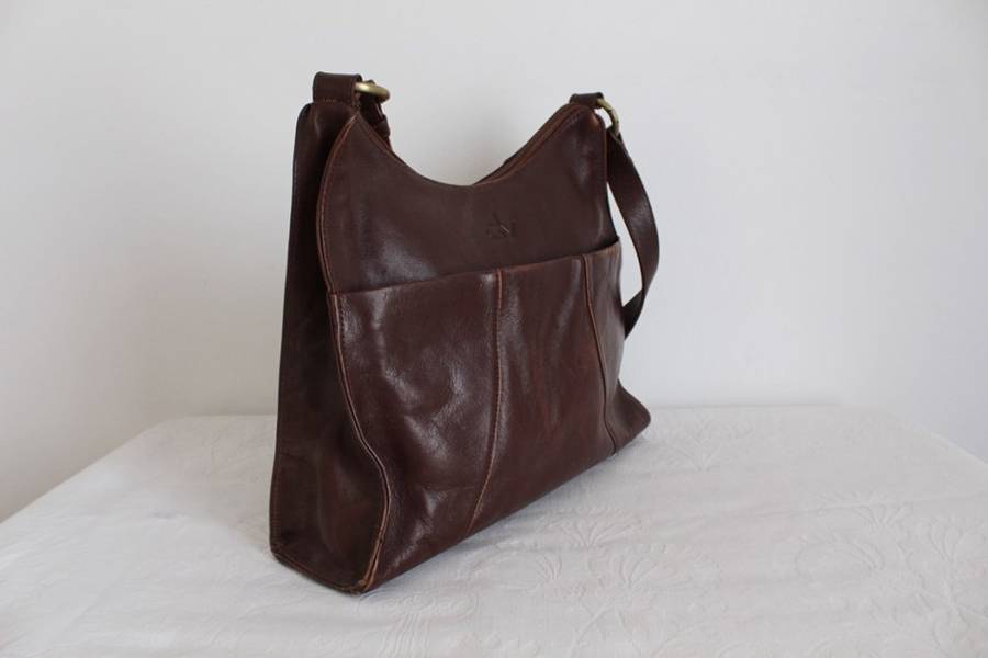GENUINE LEATHER BROWN TOTE HANDBAG BAG