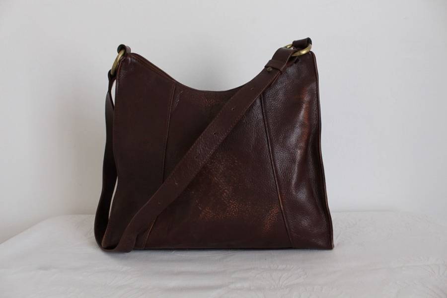 GENUINE LEATHER BROWN TOTE HANDBAG BAG