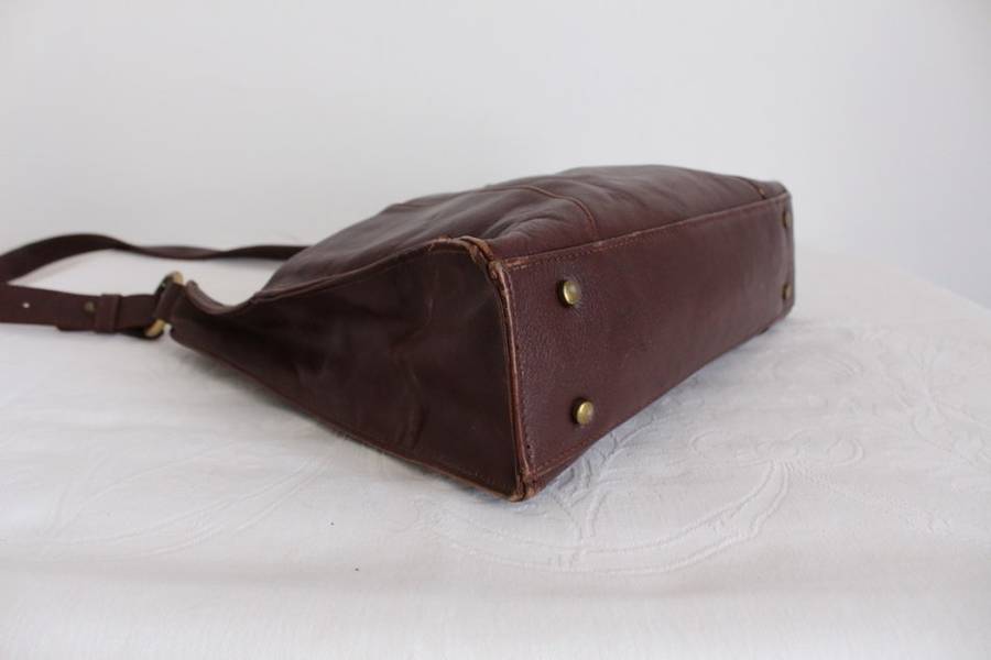 GENUINE LEATHER BROWN TOTE HANDBAG BAG