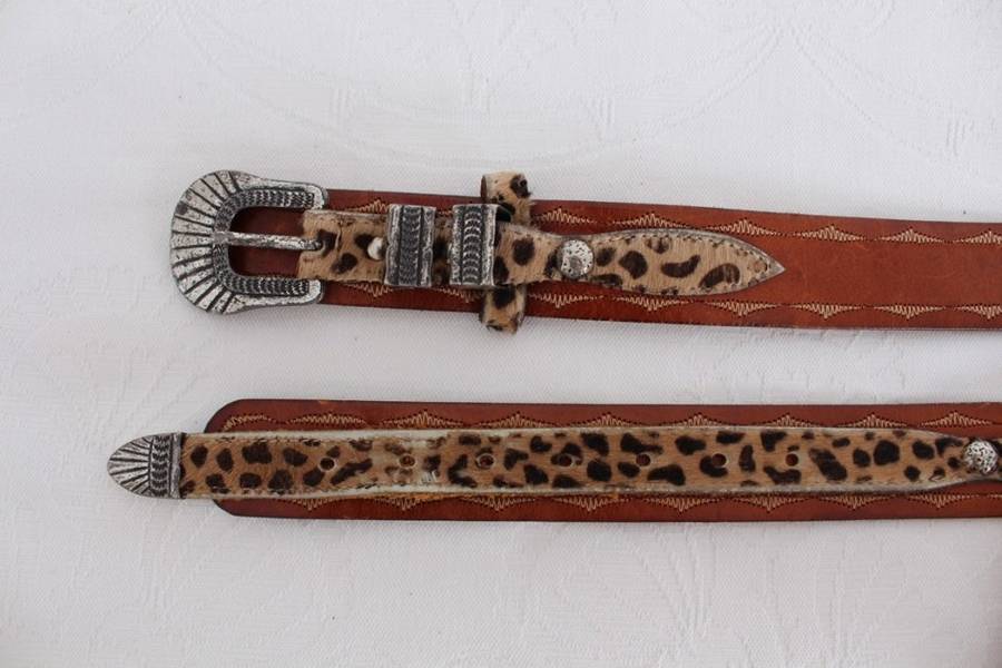 VINTAGE GENUINE LEATHER LEOPARD PRINT WESTERN BELT