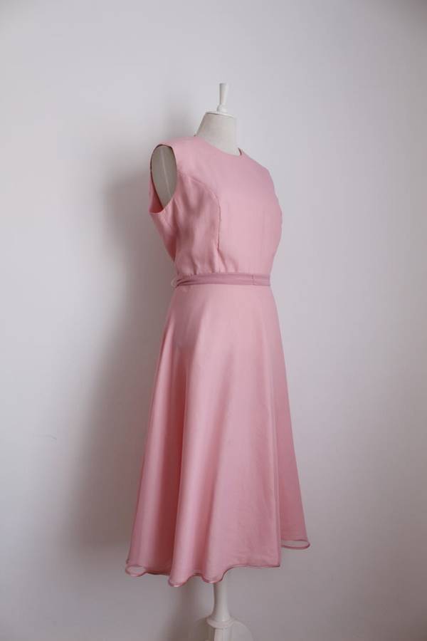 VINTAGE PINK TIE WAIST COCKTAIL DRESS - SIZE 14