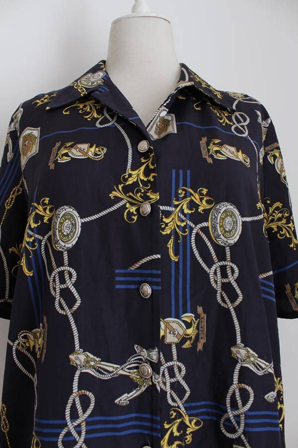 VINTAGE NAUTICAL PRINT NAVY TWO PIECE PLEATED SKIRT TOP - SIZE 16