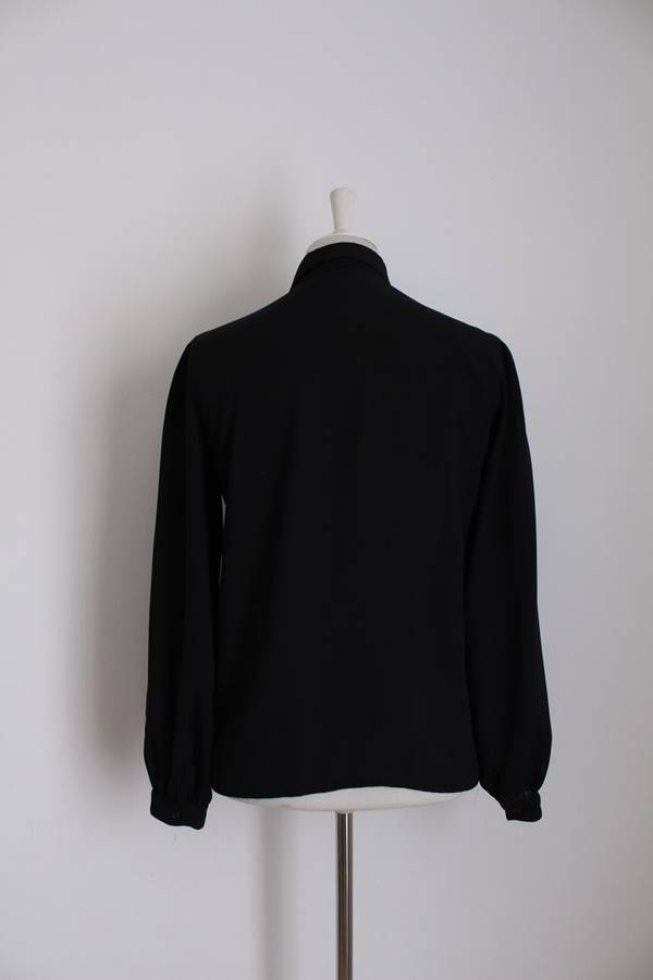 VINTAGE PLEATED BLACK SHIRT BLOUSE TOP - SIZE 12