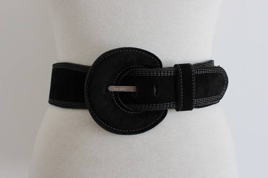 VINTAGE THICK GENUINE SUEDE LEATHER WIDE WAIST BELT