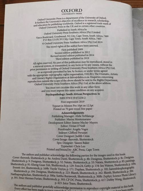 UNDERSTANDING PSYCHOPATHOLOGY: SA PERSPECTIVES - BURKE, 3RD EDITION
