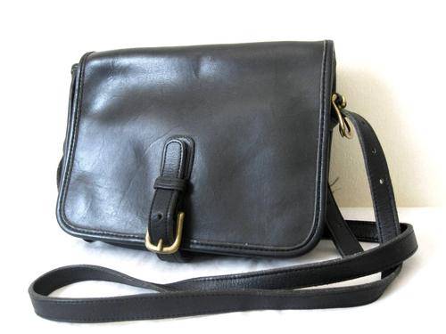 VINTAGE COACH BRAND NAME GENUINE LEATHER BLACK SMALL SATCHEL MESSENGER HANDBAG PURSE