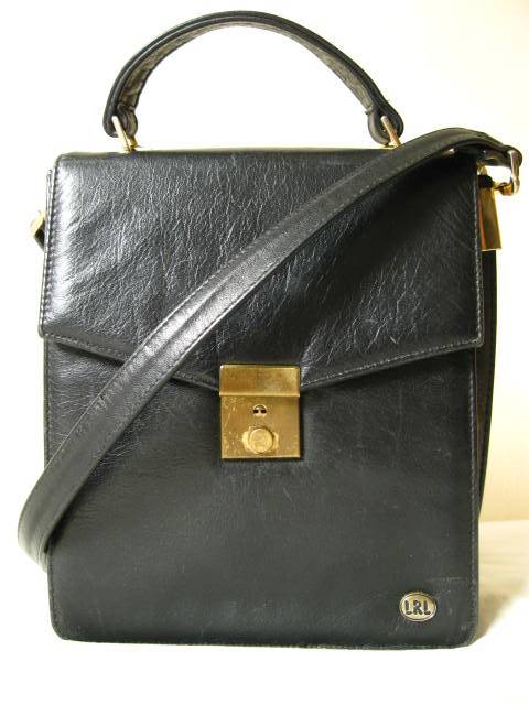 VINTAGE BLACK GENUINE LEATHER SATCHEL MESSENGER SLING BAG