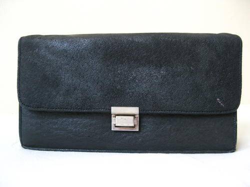 **CLEARANCE SALE** VINTAGE *GENUINE ELEPHANT HIDE* BOTSWANA SKIN LEATHER BLACK CLUTCH BOX BAG PURSE
