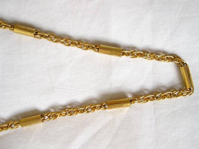 VINTAGE GOLD PLATED ROUND BAR CHAIN NECKLACE