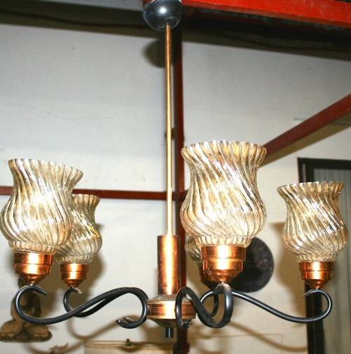 WOW!!! AN EXQUISITE COPPER, WROUGHT IRON 5 TIER CEILING LIGHT  AWESOME!!!