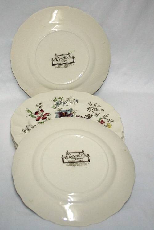 SEVEN DINNER PLATES SHERATON ENGLAND BY JHONSON BROS SEVEN SIDE PLATES - A GENUINE HAND ENGRAVING -