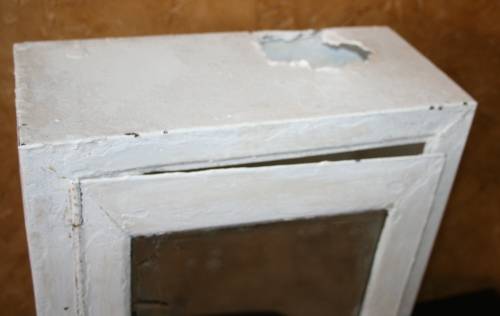 A FANTASTIC VINTAGE STEEL BATHROOM CABINET WITH THE ORIGINAL MIRROR - SHABBY CHIC DECOR