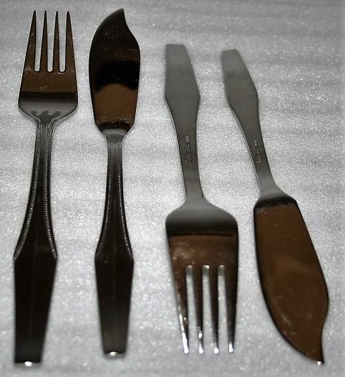 EIGHT MARVELOUS DINNER FORKS WITH 8 FISH KNIFES MARKED: SILVER LINE 18/8 - BID PER EACH