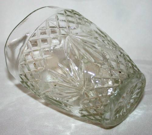 Vintage Milk Jug. Antique Glass Creamer. Antique Glass Oval Jug in geometric cut glass.