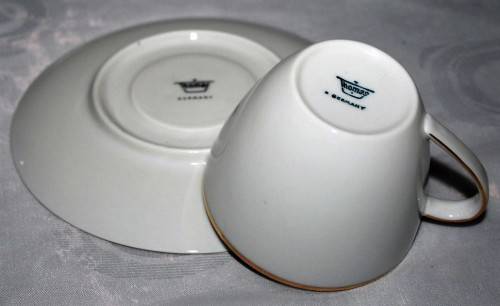 SPECTACLUR Collection of 6 Dio's Sets Vintage Porcelain Cup & Saucer by Fritz Thomas.- BID PER EACH