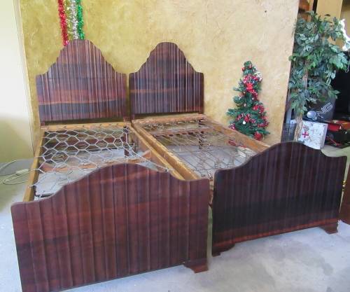 TWO GORGEOUS SOLID IMBUIA  BED SETS WITH H/BOARD, F/BOARD & BASE IN EXCELLENT CONDITION! BID PER EAC