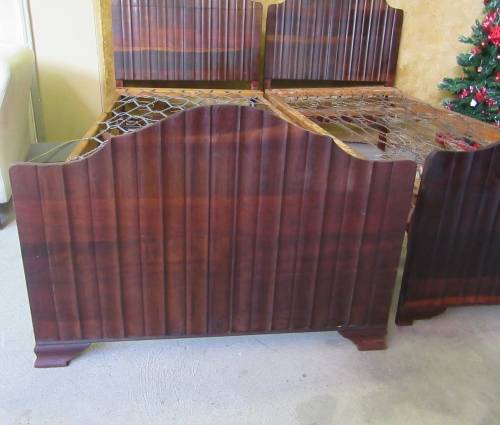 TWO GORGEOUS SOLID IMBUIA  BED SETS WITH H/BOARD, F/BOARD & BASE IN EXCELLENT CONDITION! BID PER EAC