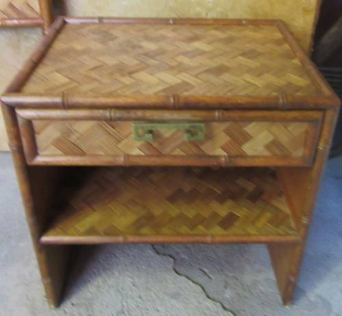 WOW - THIS IS DIFFERENT -  TWO PEDESTALS AND TWO HEADBOARDS - WEAVED WITH GORGEOUS CANE BID PER ITEM