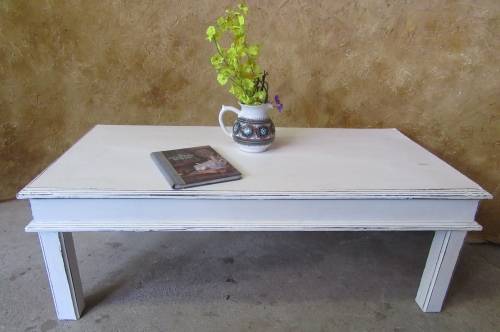This Distressed Shabby chic table has great character. Love the large rectancular & carved edges
