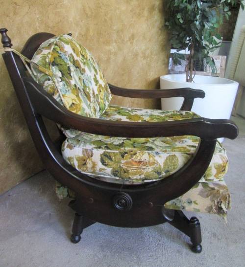 A RARE FIND GORGEOUS SOLID IMBUIA ANTIQUE ROCKING CHAIR & ALSO TURNING 360 DEGREES AROUND, STUNNING