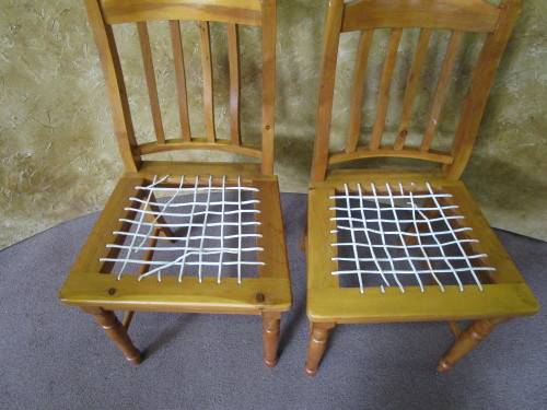 TWO GORGEOUS COTTAGE STYLE SOLLID WOOD RIEMPIE CHAIRS  BID PER EACH