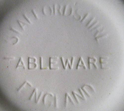 A STUNNING STAFFORDSHIRE TABLEWARE ENGLAND COFFEE TRIO LOVE THE BLUE DESIGN