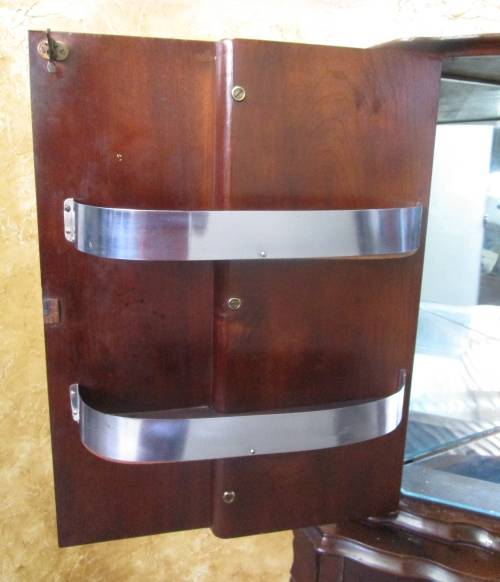 AN INCREDIBLE (LARGER) SOLID IMBUIA FOUR DOOR BALL AND CLAW CORNER LIQOUR CABINET WITH A LIGHT INSID