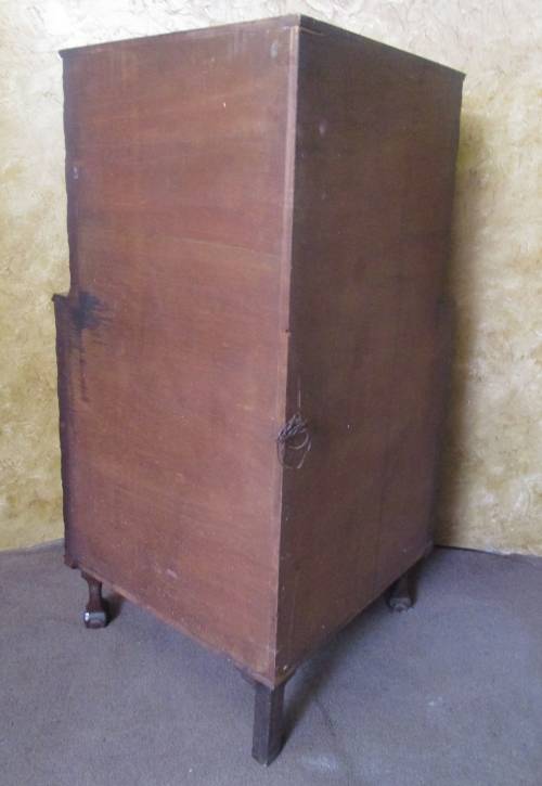 AN INCREDIBLE (LARGER) SOLID IMBUIA FOUR DOOR BALL AND CLAW CORNER LIQOUR CABINET WITH A LIGHT INSID