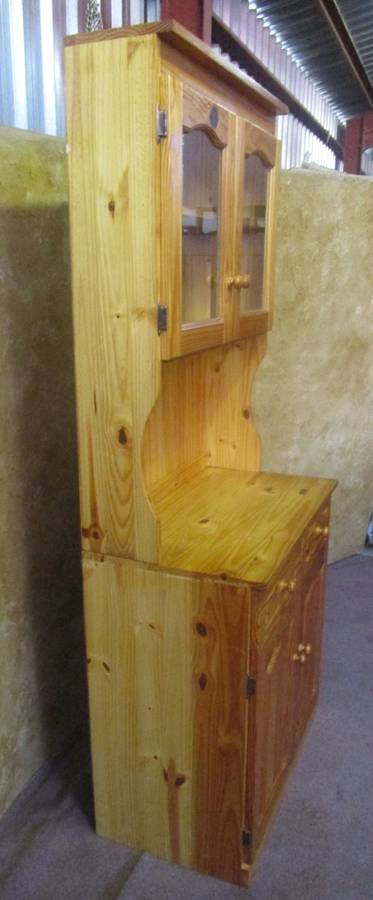 A MAGNIFICENT SOLLID WOOD CUPBOARD WITH TWO GLASS DOORS WILL LOOK STUNNING IN A COTTAGE STYLE KITCHE
