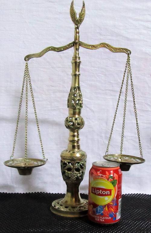 A 1950's Vintage Scales of Justice is a Mid Century Brass, perfect Decor for a Law Office or Judicia