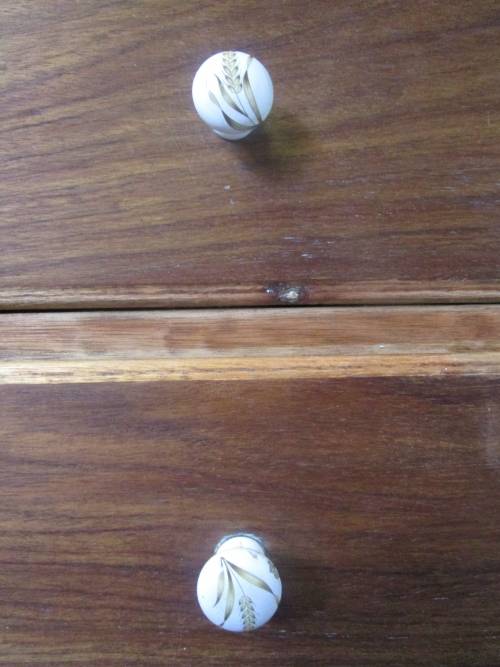 AN MAGNIFICENT ANTIQUE CHES OF DRAWER WITH FIVE DRAWERS AND ORIGINAL PORCELAIN KNOBS
