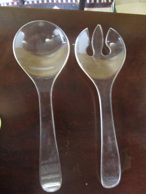 TWO STUNNING HARD CASTED SALLAD SPOONS - BID PER EACH