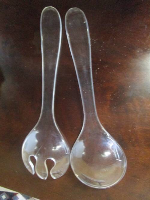 TWO STUNNING HARD CASTED SALLAD SPOONS - BID PER EACH