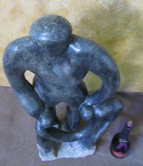 A LOVELY LARGE STONE CARVED FIGURE - HAVE A MODERN FEEL SUNNING HOME AND GARDEN DECOR