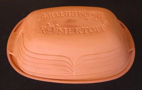 Romertopf red clay pottery baking dish with lid- ready to use, casserole, bakeware, baking dish, loa