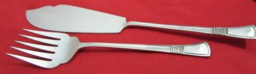 XMAS PRO FISH OR CAKE SERVING SET IN ORIGINAL BOX ANGORA - SILVER PLATE CO LTD EPNS - 829600 DESIGN