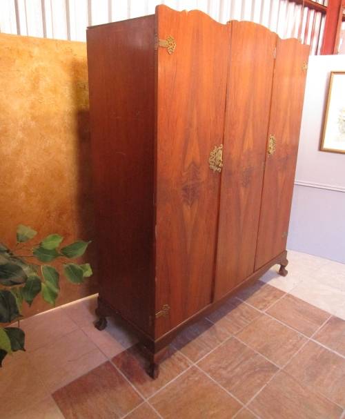 A MARVELOUS LARGE VINTAGE 3 DOOR WARDROBE LOVE THE DETAIL ON THE DOORS - SUPPLIED BY BLOOMS FURNITUR