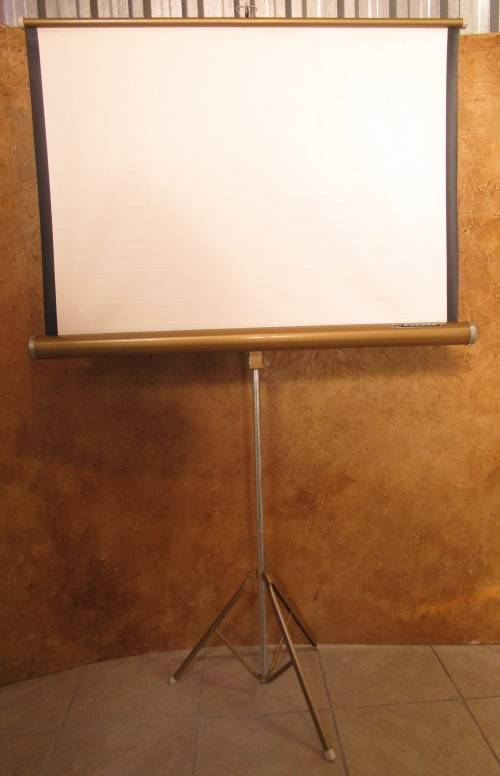 A MARVELOUS VINTAGE PROJECTOR SCREEN IN GOOD CONDITION