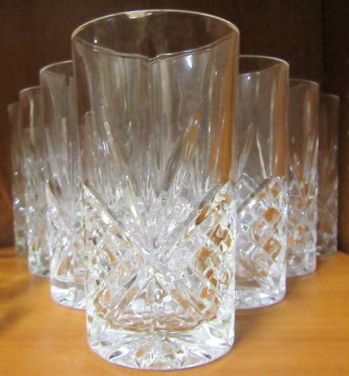 TEN SOMERSET HAND CUT LEAD CRYSTAL TALL TUMBLER GLASSES IN MINT CONDITTION