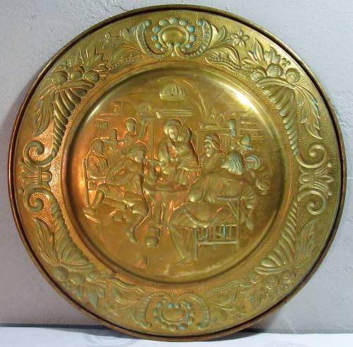 A LOVELY LARGE HAMERD BRASS WALL PLATE